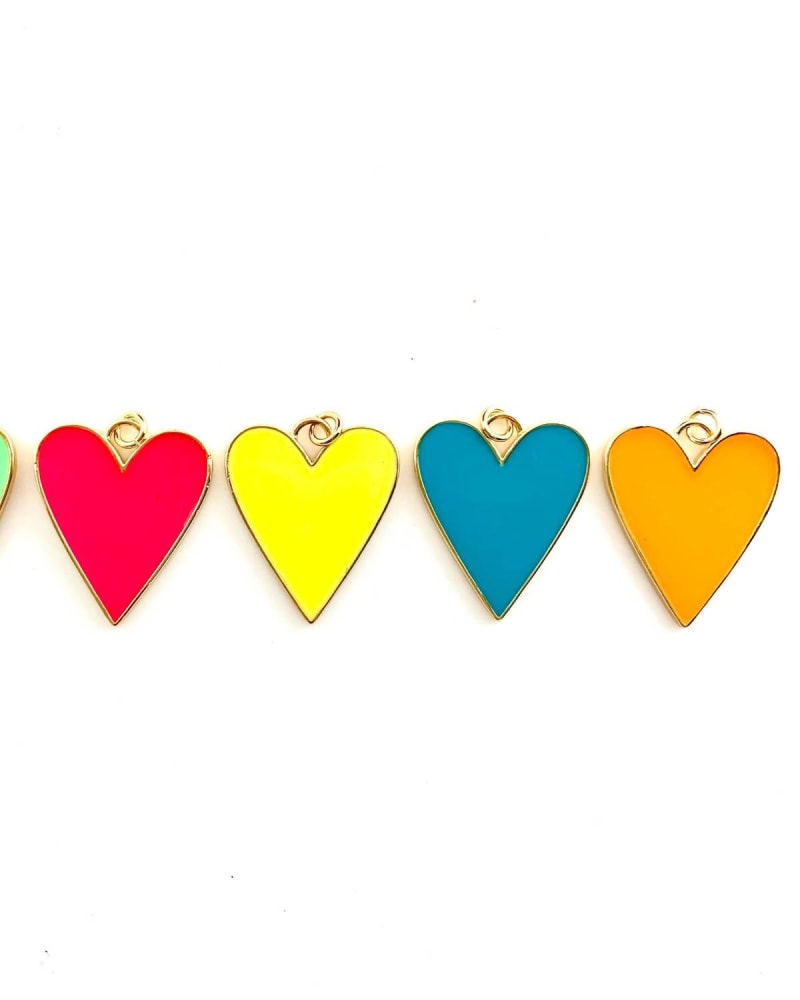 Front of a size O/S Neon Heart Charm in Turquoise in Turquoise by Karli Buxton. | dia_product_style_image_id:329727